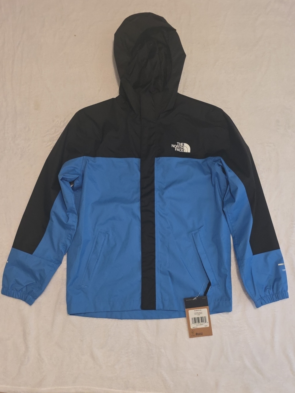 The North Face Kids' Two-Tone Blue and Black Hooded Rain Jacket
